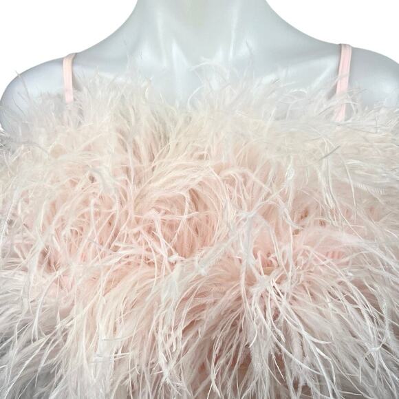 SGinstar Pink Ostrich Feather Fuzzy Sleeveless Cami Camisole Crop Tank Top Sz S - Picture 9 of 12